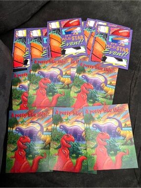 Vintage Dinosaur & Sport Party Invites - Red & Purple Design Bundle Of 15